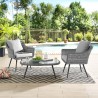 Modway Endeavor 3 Piece Outdoor Patio Wicker Rattan Armchair and Coffee Table Set - Gray Gray - Lifestyle
