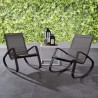 Modway Traveler Rocking Lounge Chair Outdoor Patio Mesh Sling in Black Black - Set of Two - Lifestyle