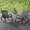 Modway Traveler Rocking Lounge Chair Outdoor Patio Mesh Sling in Black Black - Set of Two - Lifestyle - Modway Traveler Rocking Lounge Chair Outdoor Patio Mesh Sling in Black Black - Set of Two - Lifestyle