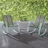 Modway Traveler Rocking Lounge Chair Outdoor Patio Mesh Sling in Green Stripe - Set of Two - Lifestyle - Modway Traveler Rocking Lounge Chair Outdoor Patio Mesh Sling in Green Stripe - Set of Two - Lifestyle