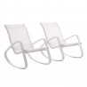 Modway Traveler Rocking Lounge Chair Outdoor Patio Mesh Sling in White White - Set of Two - Set in Front Side Angle