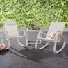 Modway Traveler Rocking Lounge Chair Outdoor Patio Mesh Sling in White White - Set of Two - Lifestyle