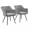 Modway Endeavor Dining Armchair Outdoor Patio Wicker Rattan in Gray Gray - Set of Two - Front Side Angle