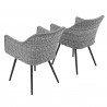 Modway Endeavor Dining Armchair Outdoor Patio Wicker Rattan in Gray Gray - Set of Two - Back Side Angle