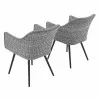 Modway Endeavor Dining Armchair Outdoor Patio Wicker Rattan in Gray Gray - Set of Two - Back Side Angle - Modway Endeavor Dining Armchair Outdoor Patio Wicker Rattan in Gray Gray - Set of Two - Back Side Angle