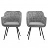Modway Endeavor Dining Armchair Outdoor Patio Wicker Rattan in Gray Gray - Set of Two - Front Angle