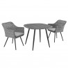Modway Endeavor 3 Piece Outdoor Patio Wicker Rattan Dining Set - Gray Gray - Front Side Angle