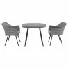 Modway Endeavor 3 Piece Outdoor Patio Wicker Rattan Dining Set - Gray Gray - Front Angle - Modway Endeavor 3 Piece Outdoor Patio Wicker Rattan Dining Set - Gray Gray - Front Angle