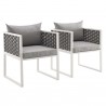 Modway Stance Dining Armchair Outdoor Patio Aluminum in White Gray - Front Side Angle