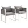 Modway Stance Dining Armchair Outdoor Patio Aluminum in White Gray - Front Side Angle - Modway Stance Dining Armchair Outdoor Patio Aluminum in White Gray - Front Side Angle