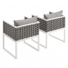 Modway Stance Dining Armchair Outdoor Patio Aluminum in White Gray - Back Side Angle