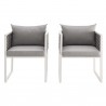 Modway Stance Dining Armchair Outdoor Patio Aluminum in White Gray - Front Angle