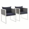 Modway Stance Dining Armchair Outdoor Patio Aluminum in White Navy - Front Side Angle - Modway Stance Dining Armchair Outdoor Patio Aluminum in White Navy - Front Side Angle