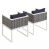 Modway Stance Dining Armchair Outdoor Patio Aluminum in White Navy - Back Side Angle