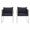 Modway Stance Dining Armchair Outdoor Patio Aluminum in White Navy - Front Angle