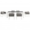 Modway Stance 7 Piece Outdoor Patio Aluminum Dining Set - White Gray - Table in Front Angle
