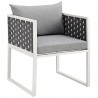 Modway Stance 7 Piece Outdoor Patio Aluminum Dining Set - White Gray - Chair in Front Side Angle