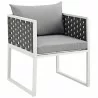 Modway Stance 7 Piece Outdoor Patio Aluminum Dining Set - White Gray - Chair in Front Side Angle - Modway Stance 7 Piece Outdoor Patio Aluminum Dining Set - White Gray - Chair in Front Side Angle