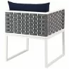 Modway Stance 7 Piece Outdoor Patio Aluminum Dining Set - White Navy - Chair in Back Side Angle - Modway Stance 7 Piece Outdoor Patio Aluminum Dining Set - White Navy - Chair in Back Side Angle