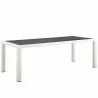 Modway Stance 7 Piece Outdoor Patio Aluminum Dining Set - White Navy - Table in Front Side Angle - Modway Stance 7 Piece Outdoor Patio Aluminum Dining Set - White Navy - Table in Front Side Angle