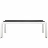 Modway Stance 7 Piece Outdoor Patio Aluminum Dining Set - White Navy - Table in Front Angle - Modway Stance 7 Piece Outdoor Patio Aluminum Dining Set - White Navy - Table in Front Angle