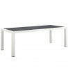 Modway Stance 9 Piece Outdoor Patio Aluminum Dining Set - Silver Navy - Table in Front Side Angle