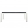 Modway Stance 9 Piece Outdoor Patio Aluminum Dining Set - Silver Navy - Table in Front Angle