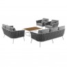 Modway Stance 5 Piece Outdoor Patio Aluminum Sectional Sofa Set - White Gray - Set in Back Side Angle