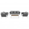 Modway Stance 5 Piece Outdoor Patio Aluminum Sectional Sofa Set - White Gray - Set in Front Angle