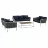 Modway Stance 5 Piece Outdoor Patio Aluminum Sectional Sofa Set - White Navy - Set in Front Side Angle - Modway Stance 5 Piece Outdoor Patio Aluminum Sectional Sofa Set - White Navy - Set in Front Side Angle