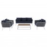 Modway Stance 5 Piece Outdoor Patio Aluminum Sectional Sofa Set - White Navy - Set in Front Angle