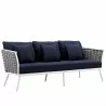 Modway Stance 5 Piece Outdoor Patio Aluminum Sectional Sofa Set - White Navy - Sofa in Front Side Angle - Modway Stance 5 Piece Outdoor Patio Aluminum Sectional Sofa Set - White Navy - Sofa in Front Side Angle