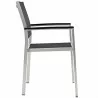 Modway Shore 7 Piece Outdoor Patio Aluminum Dining Set - Silver Black - Armchair in Side Angle - Modway Shore 7 Piece Outdoor Patio Aluminum Dining Set - Silver Black - Armchair in Side Angle