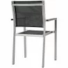 Modway Shore 7 Piece Outdoor Patio Aluminum Dining Set - Silver Black - Armchair in Back Side Angle - Modway Shore 7 Piece Outdoor Patio Aluminum Dining Set - Silver Black - Armchair in Back Side Angle