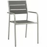 Modway Shore 9 Piece Outdoor Patio Aluminum Dining Set in Silver Gray - Front Side Angle - Modway Shore 9 Piece Outdoor Patio Aluminum Dining Set in Silver Gray - Front Side Angle