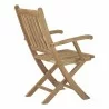 Modway Marina 9 Piece Outdoor Patio Teak Dining Set - Natural - Armchair in Back Side Angle - Modway Marina 9 Piece Outdoor Patio Teak Dining Set - Natural - Armchair in Back Side Angle