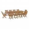 Modway Marina 11 Piece Outdoor Patio Teak Dining Set - Natural - Set in Front Side Angle