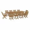 Modway Marina 11 Piece Outdoor Patio Teak Dining Set - Natural - Set in Front Side Angle - Modway Marina 11 Piece Outdoor Patio Teak Dining Set - Natural - Set in Front Side Angle
