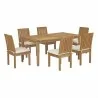 Modway Marina 7 Piece Outdoor Patio Teak Dining Set - Natural White - Set in Front Side Angle - Modway Marina 7 Piece Outdoor Patio Teak Dining Set - Natural White - Set in Front Side Angle