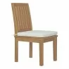 Modway Marina 7 Piece Outdoor Patio Teak Dining Set - Natural White - Chair in Front Side Angle - Modway Marina 7 Piece Outdoor Patio Teak Dining Set - Natural White - Chair in Front Side Angle
