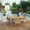 Modway Marina 7 Piece Outdoor Patio Teak Dining Set - Natural White - Lifestyle - Modway Marina 7 Piece Outdoor Patio Teak Dining Set - Natural White - Lifestyle