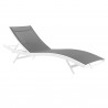 Modway Glimpse Outdoor Patio Mesh Chaise Lounge Chair in White Gray - Reclined in Front Side Angle