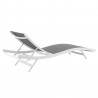 Modway Glimpse Outdoor Patio Mesh Chaise Lounge Chair in White Gray - Reclined in Back Side Angle