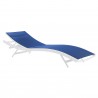 Modway Glimpse Outdoor Patio Mesh Chaise Lounge Chair in White Navy - Reclined in Front Side Angle