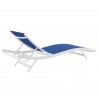 Modway Glimpse Outdoor Patio Mesh Chaise Lounge Chair in White Navy - Reclined in Back Side Angle