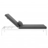 Modway Perspective Cushion Outdoor Patio Chaise Lounge Chair in White Charcoal - Reclined in Front Angle