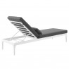 Modway Perspective Cushion Outdoor Patio Chaise Lounge Chair in White Charcoal - Reclined in Back Side Angle