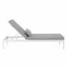 Modway Perspective Cushion Outdoor Patio Chaise Lounge Chair in White Gray - Reclined in Front Angle - Modway Perspective Cushion Outdoor Patio Chaise Lounge Chair in White Gray - Reclined in Front Angle