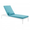 Modway Perspective Cushion Outdoor Patio Chaise Lounge Chair - White Turquoise - Reclined in Front Side Angle