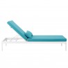 Modway Perspective Cushion Outdoor Patio Chaise Lounge Chair - White Turquoise - Reclined in Front Angle